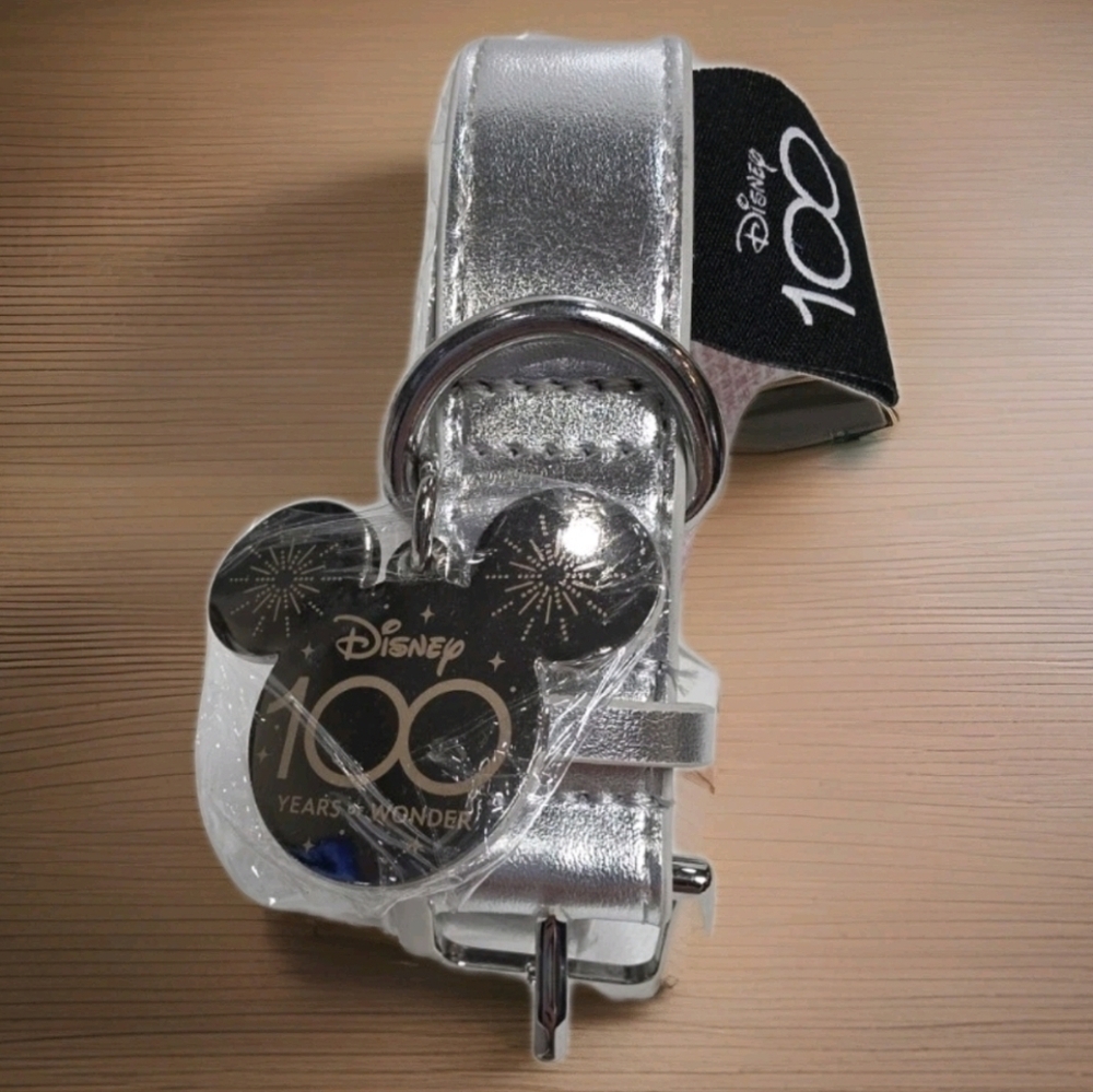 Disney 100 Years of Wonder Platinum Pet Dog Collar - Mickey Charm - Size Large - Picture 2 of 5